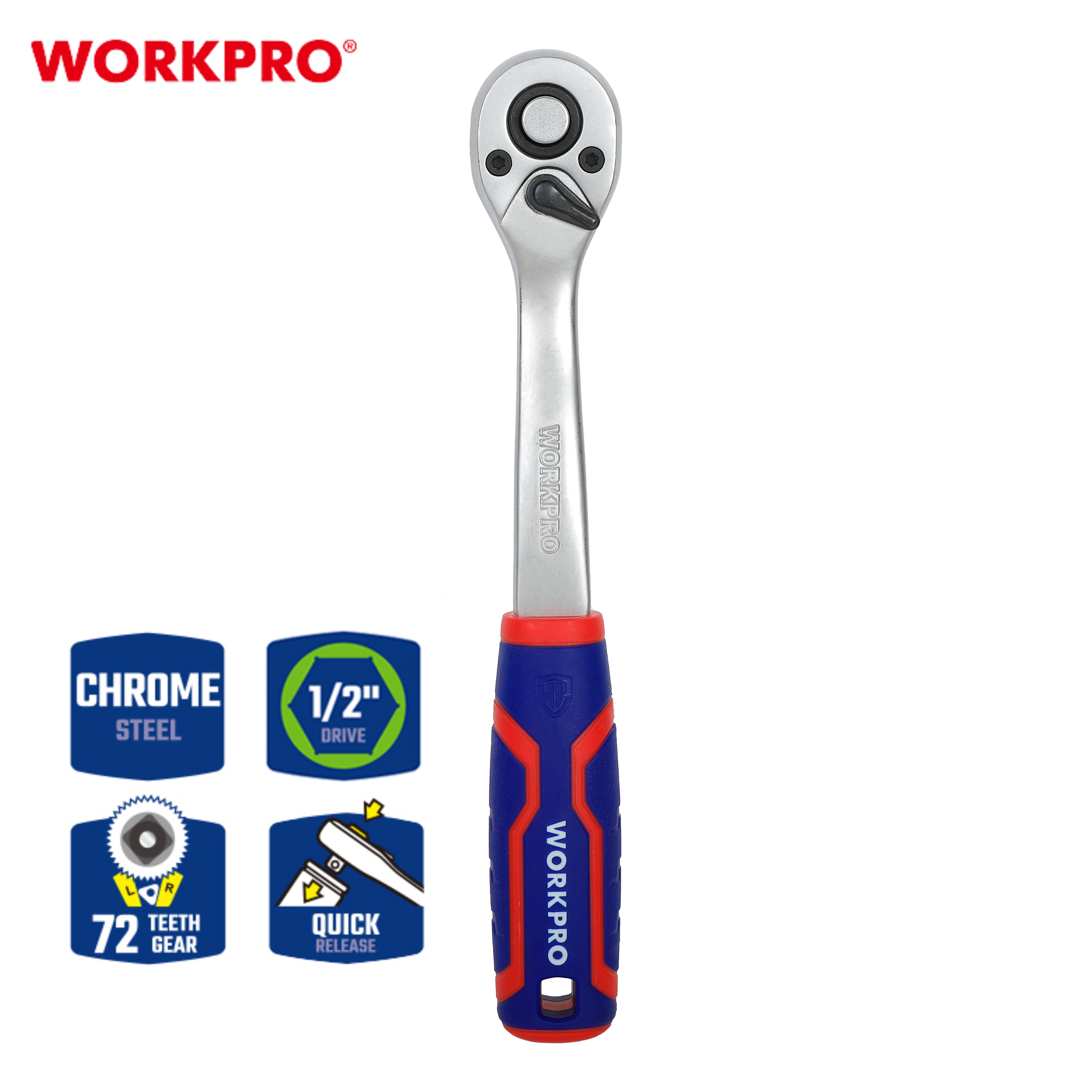 Ключ трещоточный 1/2" (72 зуба) WP 271012 WORKPRO WP271012