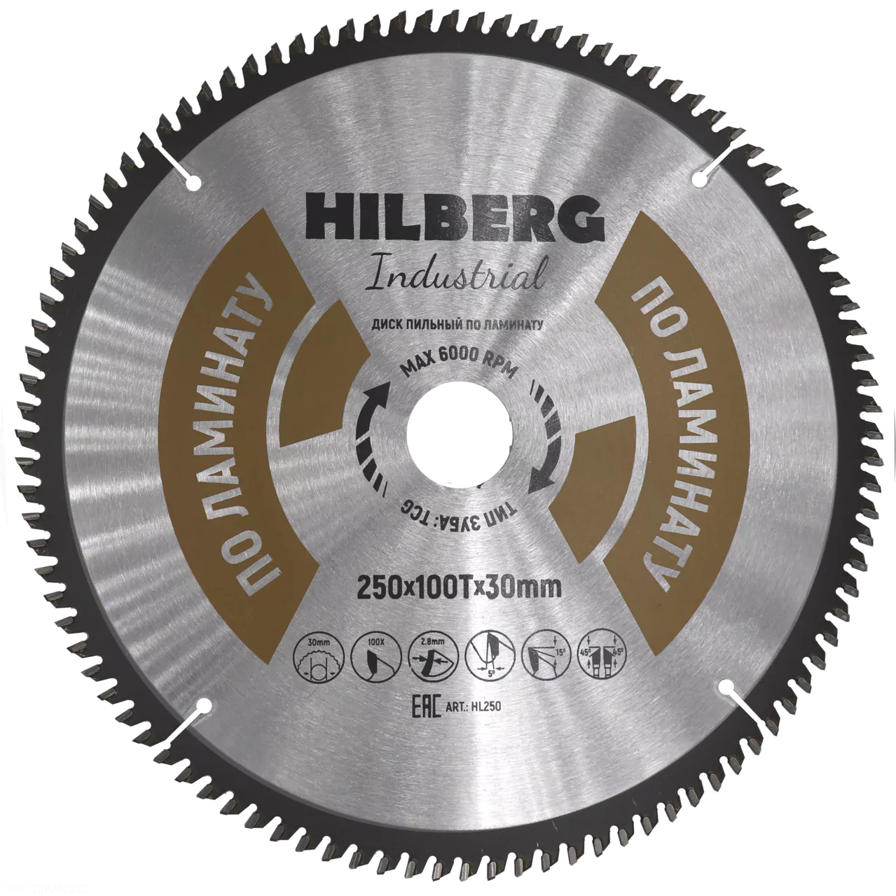 Диск пильный Hilberg Industrial Ламинат 250*100Т*30mm HL250
