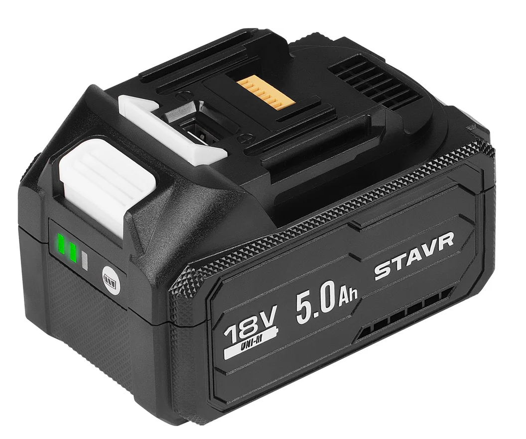 Аккумулятор 18V UNI-M, 5.0Ач, Stavr SB 18-5-USB, Li-ion, чип контроля, индикатор заряда, USB-A выход
