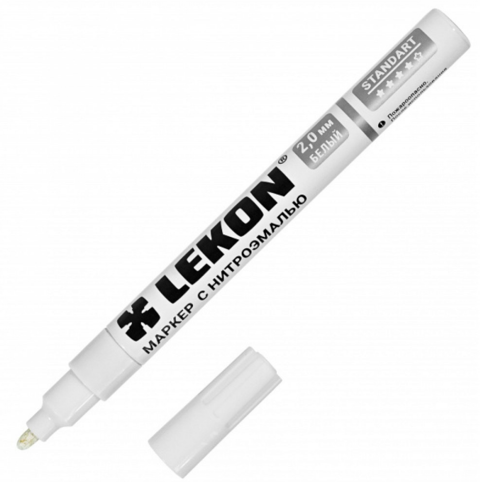 Маркер LEKON с нитроэмалью 2 мм. цвет: белый 011902