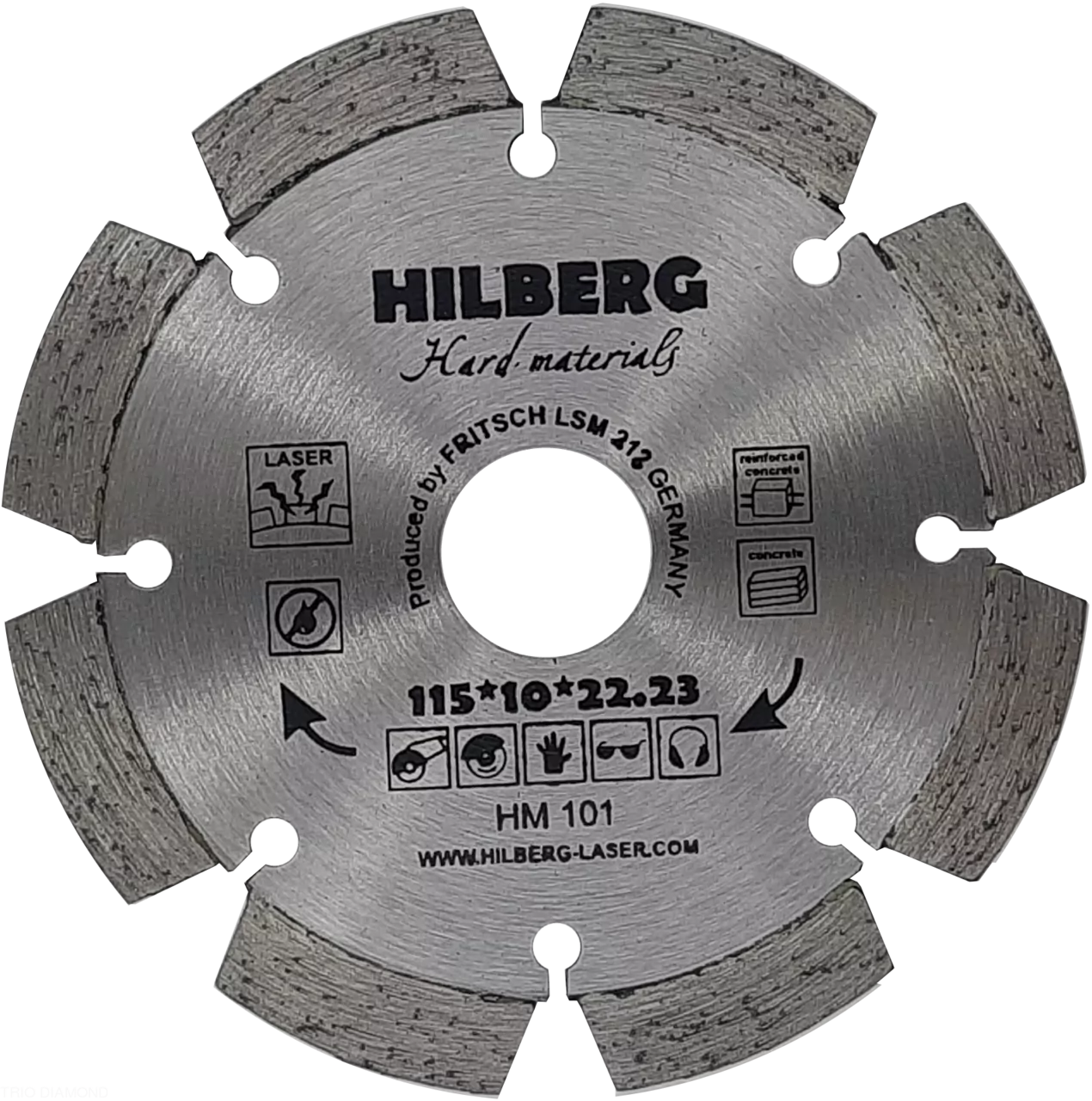 Диск алмазный отрезной Hilberg Hard Materials Лазер 115*10*22.23mm HM101