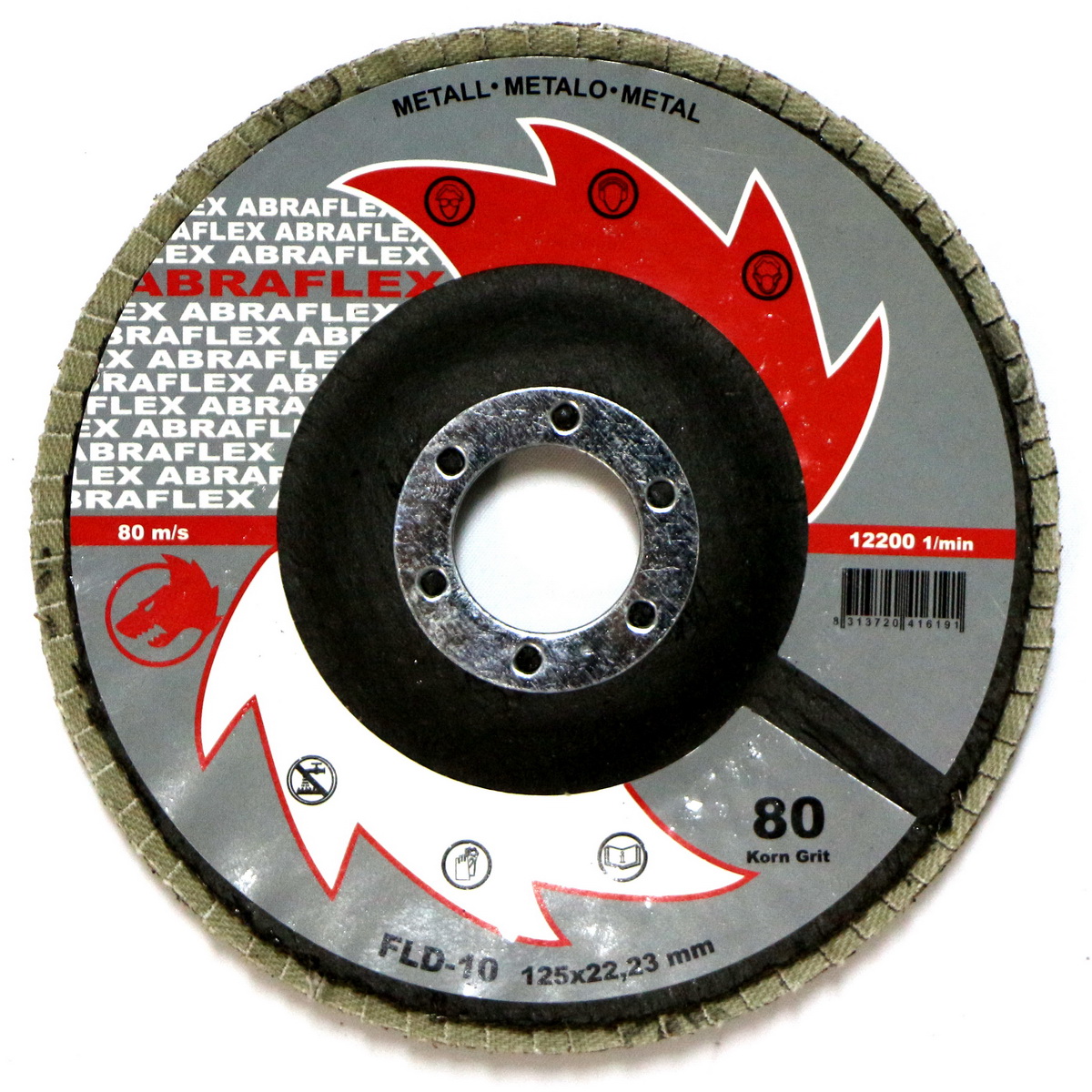 Круг лепестковый торцевой ABRAFLEX FLD-10 125х22,2 P80 10592