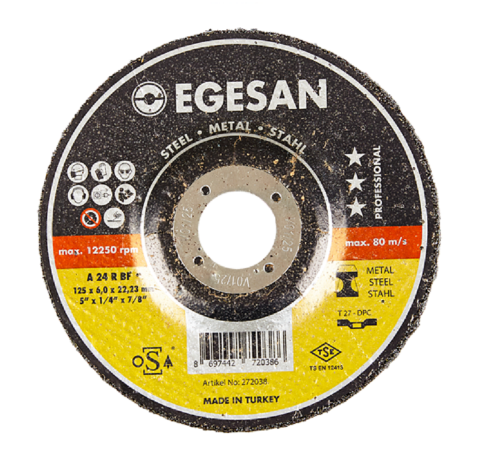 EGESAN Отрезной круг STEEL 125x6x22мм, А24 R BF ,угл.сталь, металл (шлифовальный),