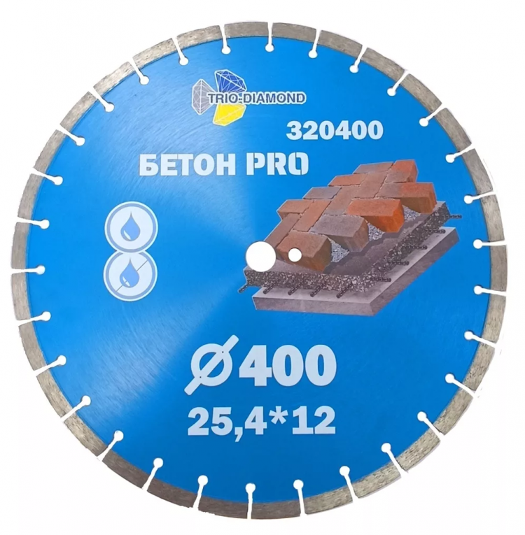 Алмазный диск TRIO-DIAMOND Бетон Pro 400x3,1x12x25,4-30 F4 320400