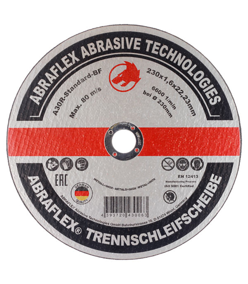 Отрезной круг ABRAFLEX A30R Standart BF 230x2,0x22,2 сталь + нержавеющая сталь 27495