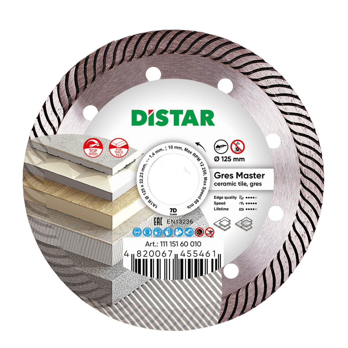 Алмазный диск DISTAR 1A1R 125х1,4х10х22,23/H Gres Master