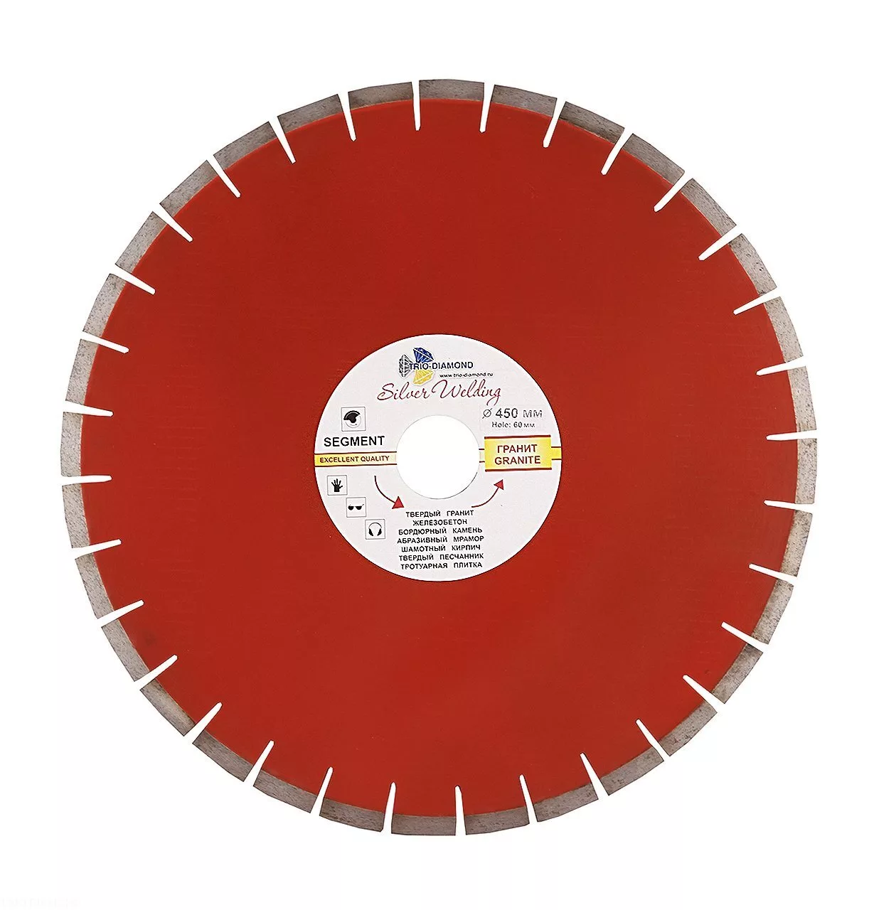 Диск алмазный отрезной Trio-Diamond Grand Segment Гранит 450*12*50mm (переходные кольца на 32/25.4) SWG904
