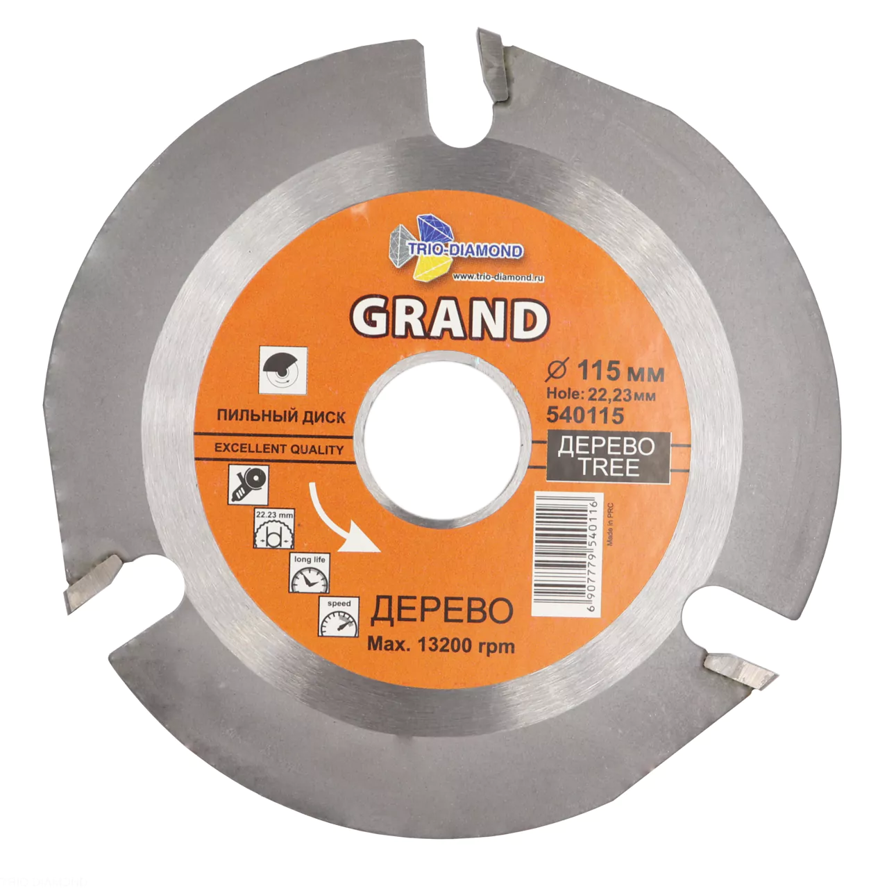 Диск Trio-Diamond Grand пильный для УШМ 115*22,23*3T 540115
