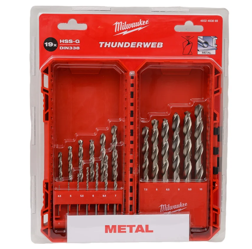 Набор сверл по металлу Milwaukee THUNDERWEB™ HSS-G набор 19ед. (1-10мм) GEN III, 4932493869