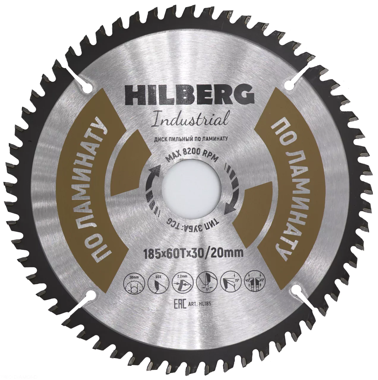 Диск пильный Hilberg Industrial Ламинат 185*60Т*30/20mm HL185