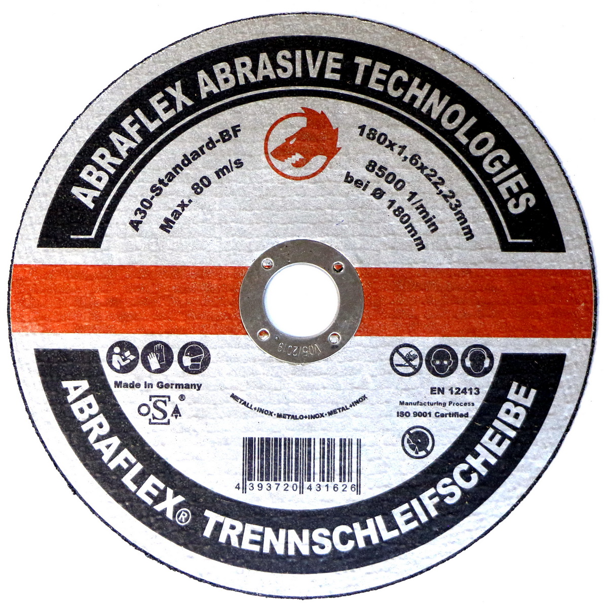 Отрезной круг ABRAFLEX А-30 Standart BF 180х1,6х22,2 металл + нержав 10525