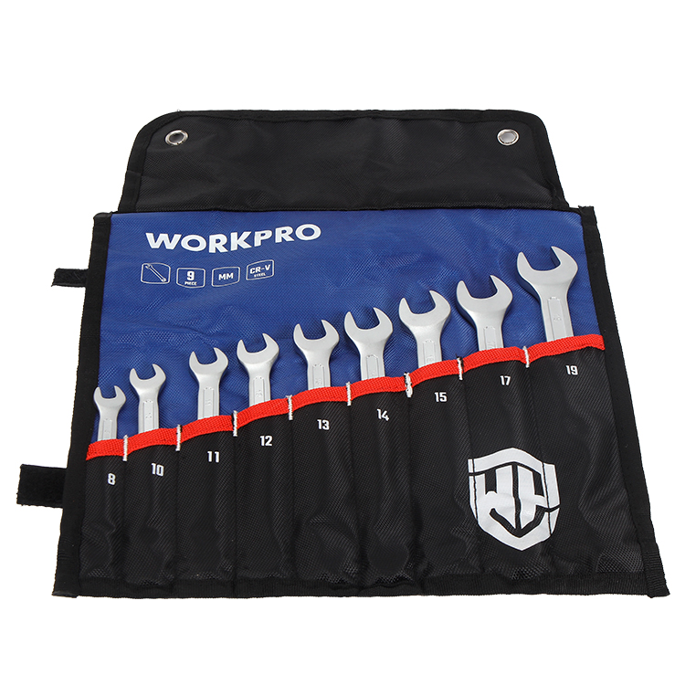 Набор  ключей комбинированных  9шт (8-19мм) в чехле, Workpro WP202502