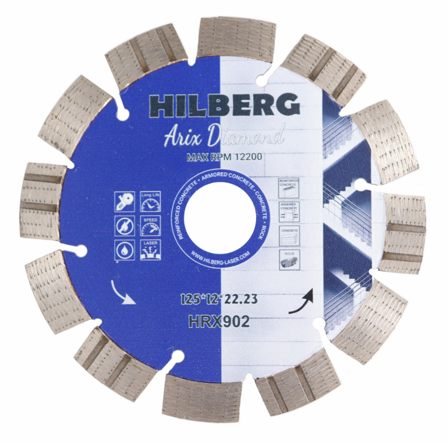 Диск алмазный отрезной 125*22.23*12 Hilberg Arix Diamond HRX902