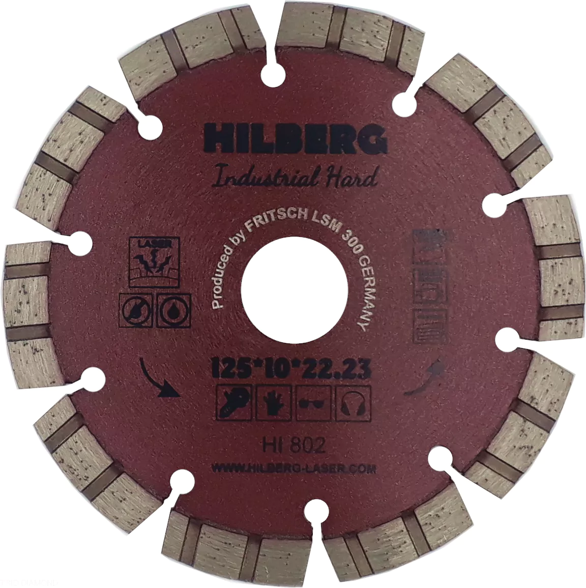 Диск алмазный отрезной Hilberg Industrial Hard Laser 125*10*22,23mm HI802
