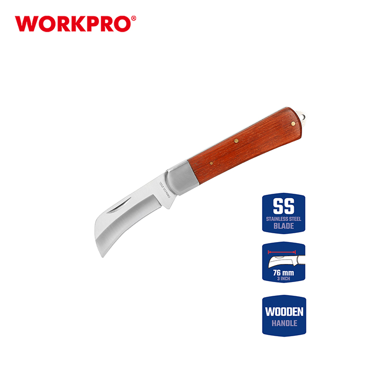 Нож Электрика с изогнутым лезвием WP294002 WORKPRO