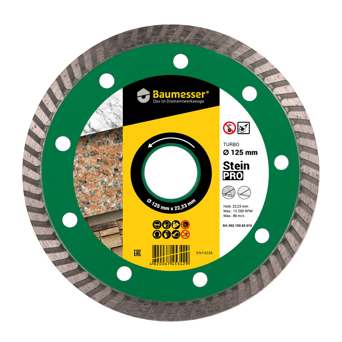 Круг алмазный отрезной 1A1R Turbo 125x2,2x8x22,23 Baumesser Stein PRO 902 150 82 010