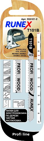 Пилки 100x75 мм 10 з/д (древес,ДСП,пластмасса h=4-30mm)чистая распил.Т101В 2шт/уп "Runex", 555101-2
