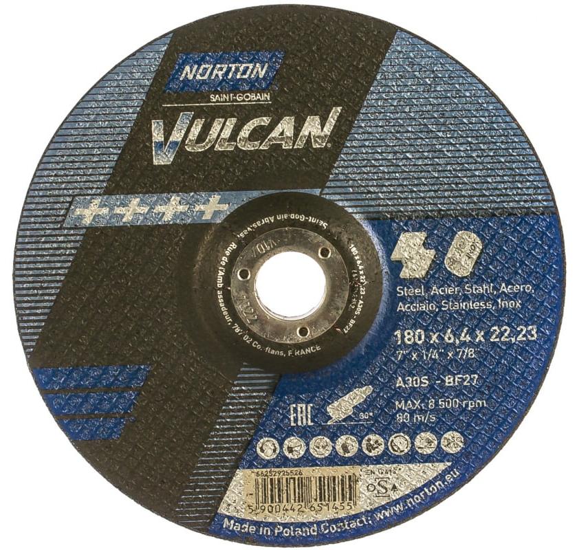 Зачист. круг A 30 S-BF27 180*6.4*22.23 Norton Vulcan (мет/нерж) 66252925526