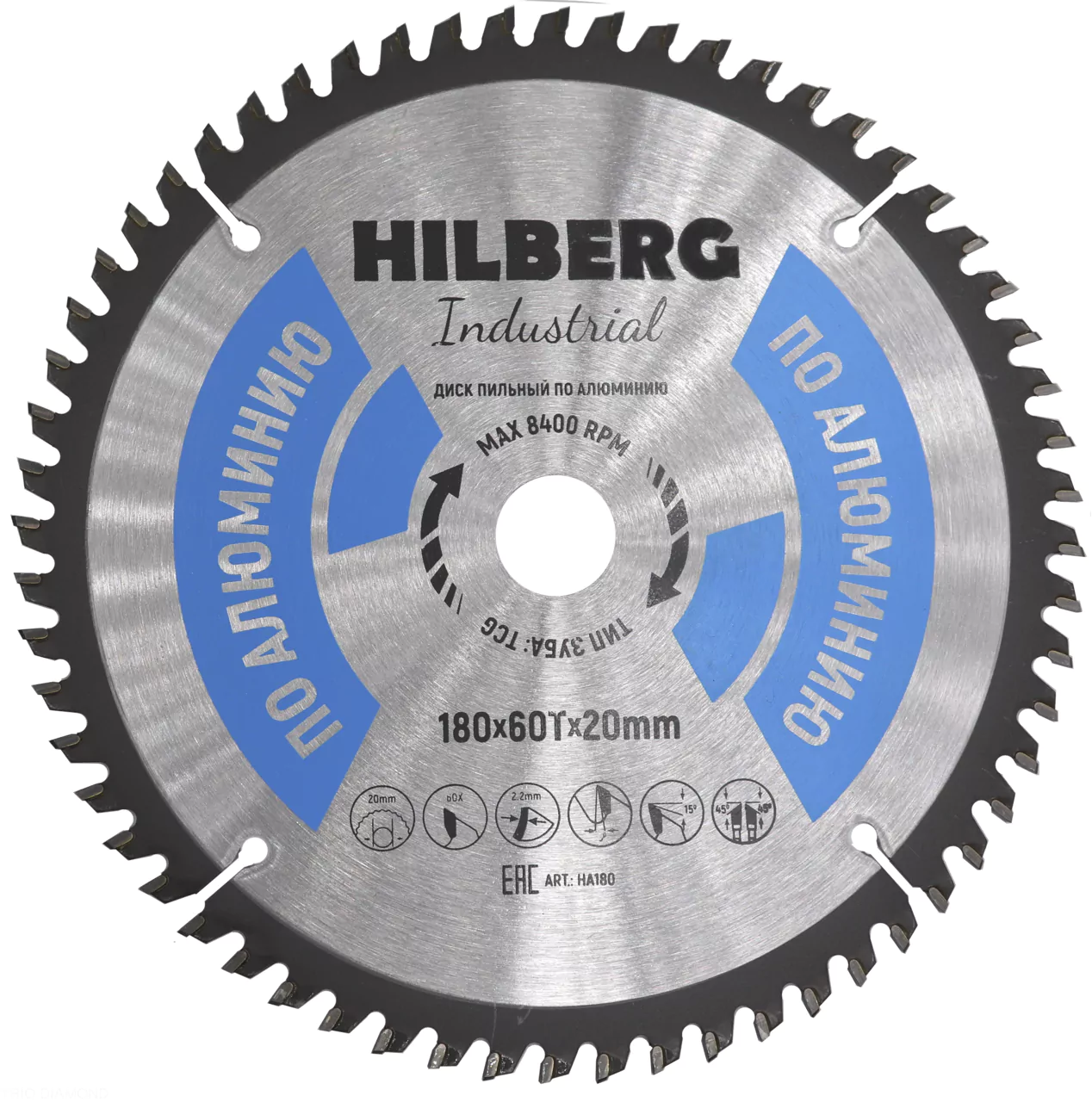Диск пильный Hilberg Industrial Алюминий 180*60Т*20mm HA180