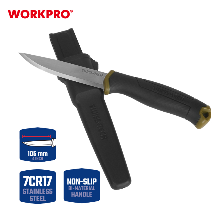 Нож строительный WP381010 WORKPRO в ножнах 4 дюйма