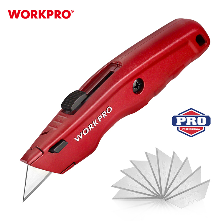 Нож строительный алюминиевый WP213017 WORKPRO с выдвижным трапец. лезвием (3 лезвия)