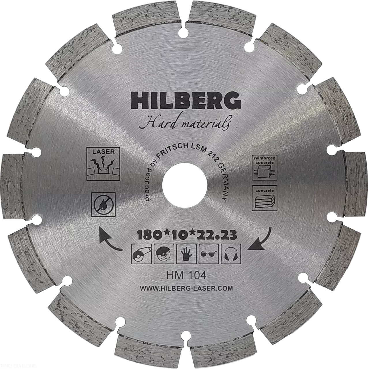 Диск алмазный отрезной Hilberg Hard Materials Лазер 180*10*22.23mm HM104