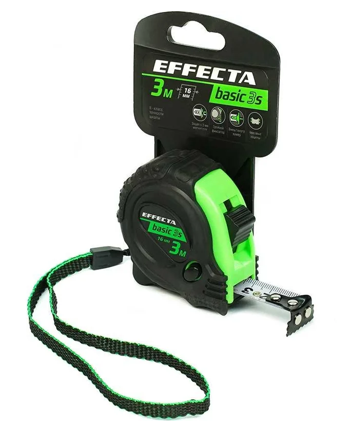 Рулетка с магнитом EFFECTA Basic 3S 3м / 16 мм, 3 стопа,