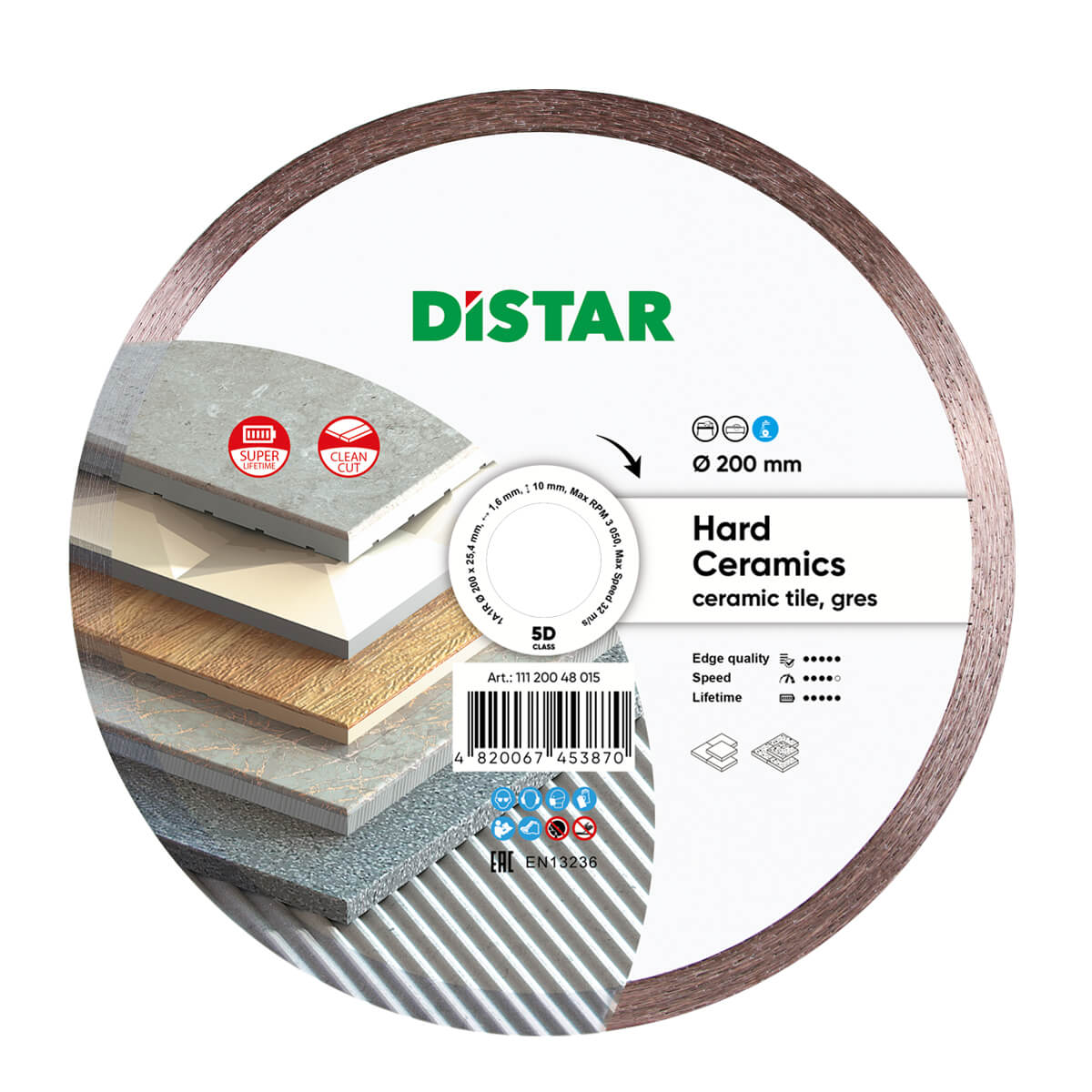 Алмазный диск DISTAR 1A1R 200×1,6×10×25,4 Hard Ceramics