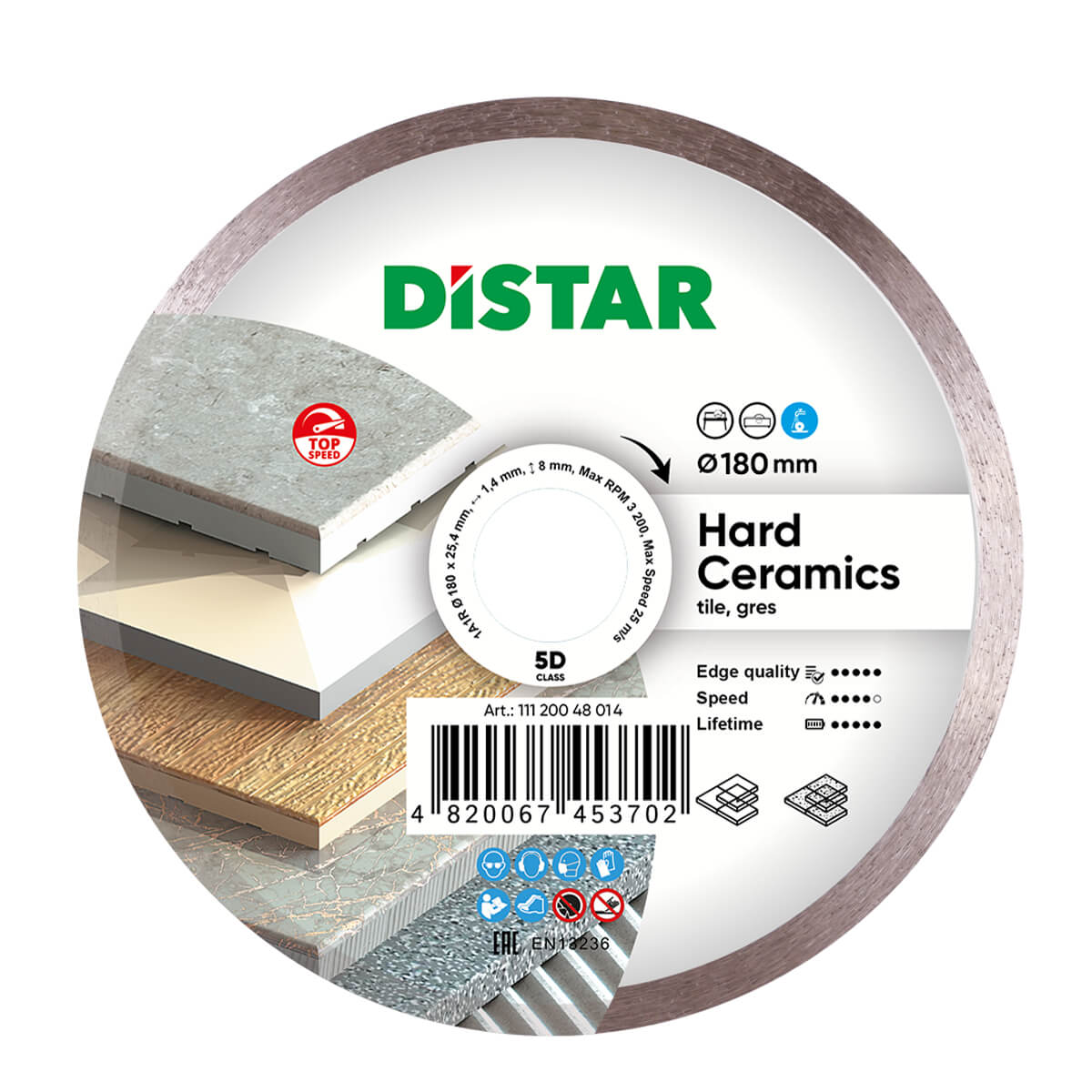 Алмазный диск DISTAR 1A1R 180×1,4×8,5×25,4 Hard Ceramics