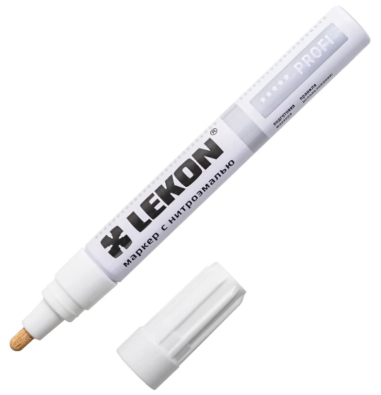 Маркер LEKON profi с нитроэмалью, белый 018904