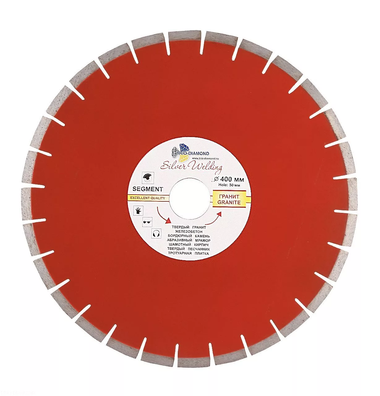 Диск алмазный отрезной Trio-Diamond Grand Segment Гранит 400*12*50mm (переходные кольца на 32/25.4) SWG903