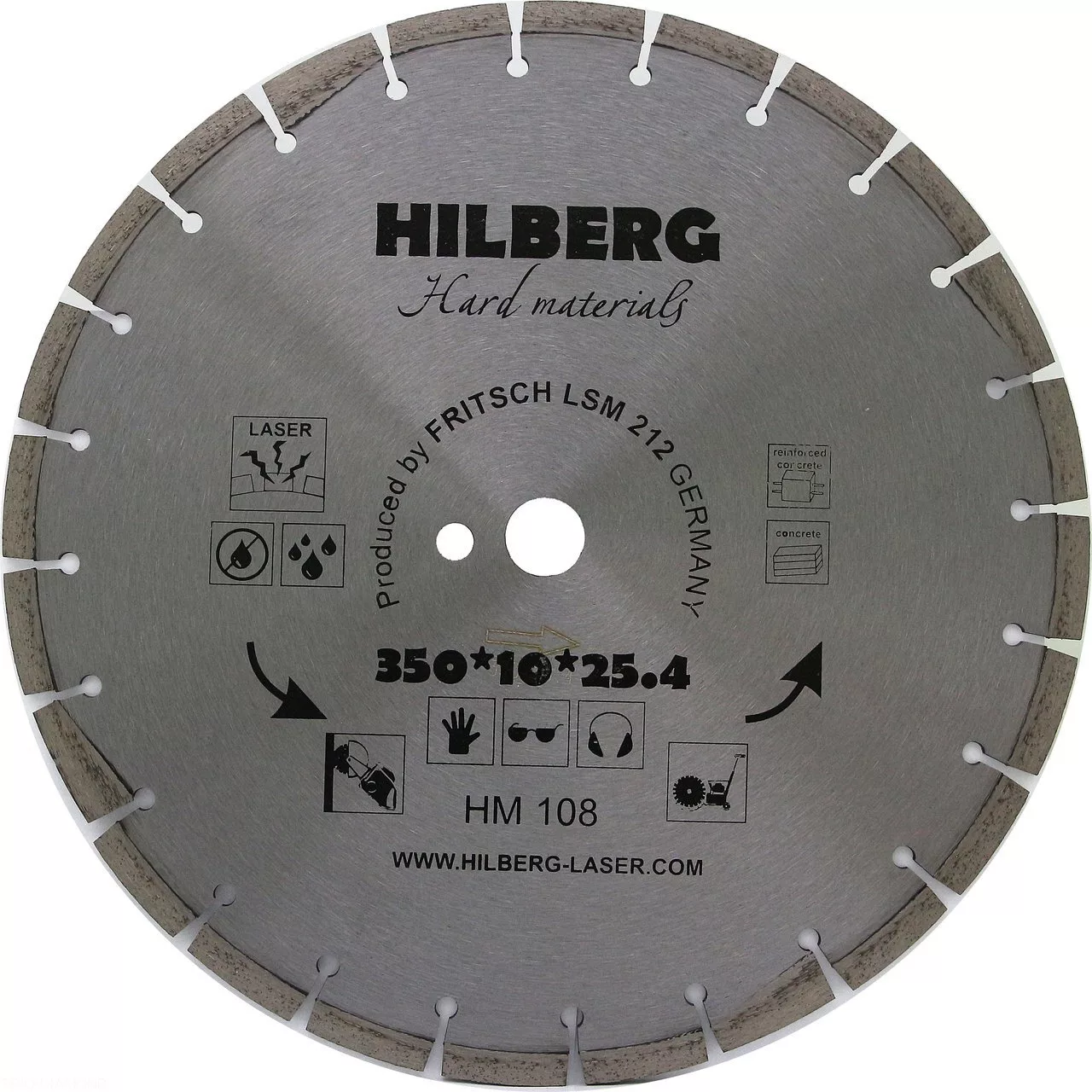 Диск алмазный отрезной Hilberg Hard Materials Лазер  350*10*25.4/12mm HM108