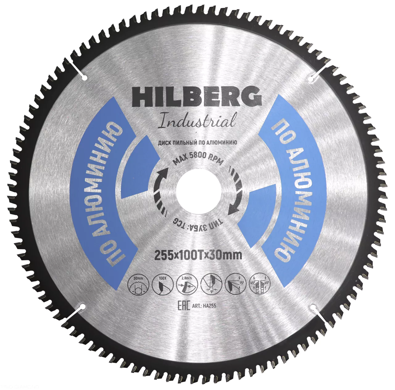 Диск пильный Hilberg Industrial Алюминий 255*100Т*30mm HA255