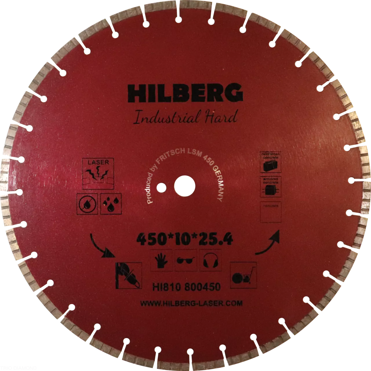 Диск алмазный отрезной Hilberg Industrial Hard Laser 450*10*25.4/12mm HI810