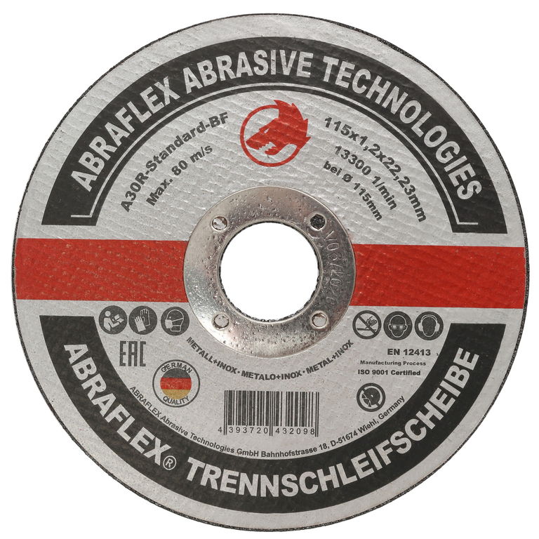 Отрезной круг А30R Standard / INOX BF 115х1,2х22,2 мет + нерж ABRAFLEX 10516