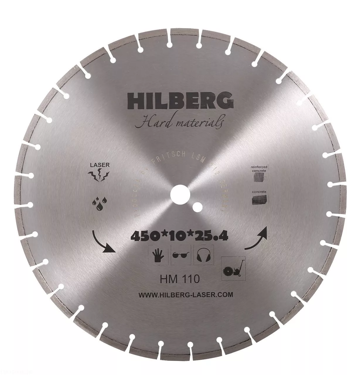 Диск алмазный отрезной Hilberg Hard Materials Лазер 450*10*25.4/12mm HM110