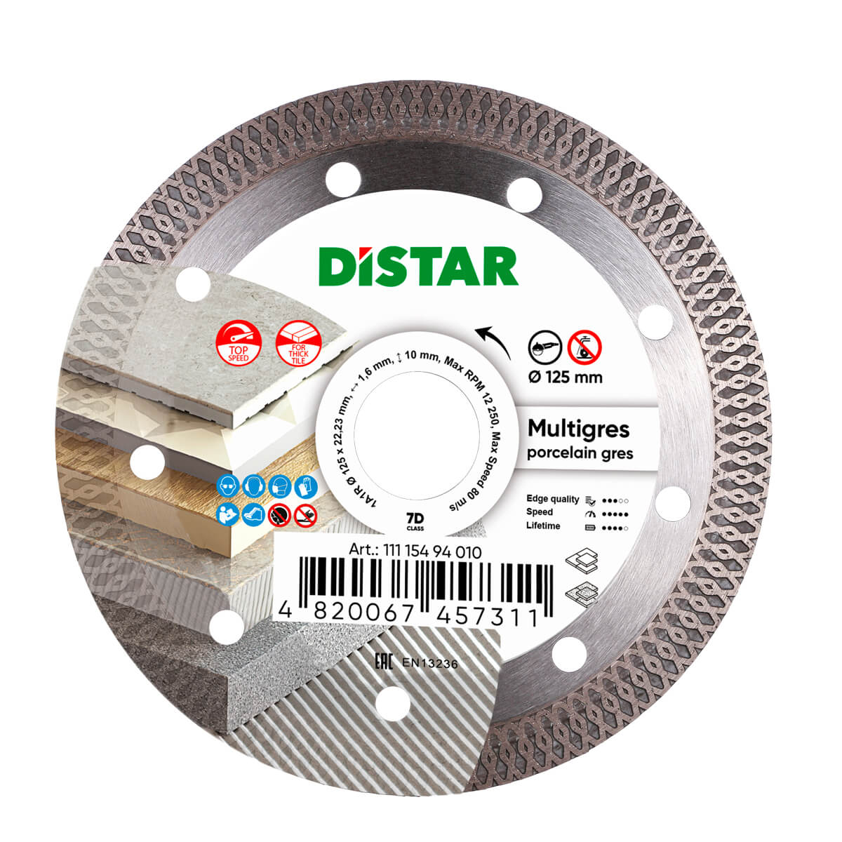 Алмазный диск DISTAR 1A1R 125×1,4/1,2×10×22,2 Multigres 111 154 94 010