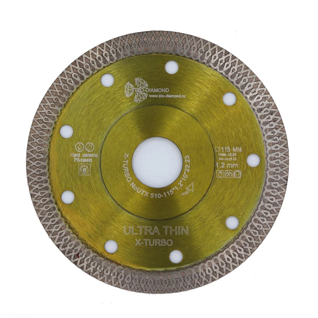 Диск алмазный отрезной Trio-Diamond Ultra Thin X-Turbo 115*10*22.23 Толщина реж. кромки 1.2mm UTX510
