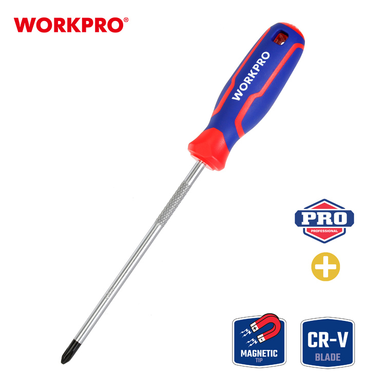 Отвертка с магнитным наконечником PH2X100мм CR-V WP221029 WORKPRO