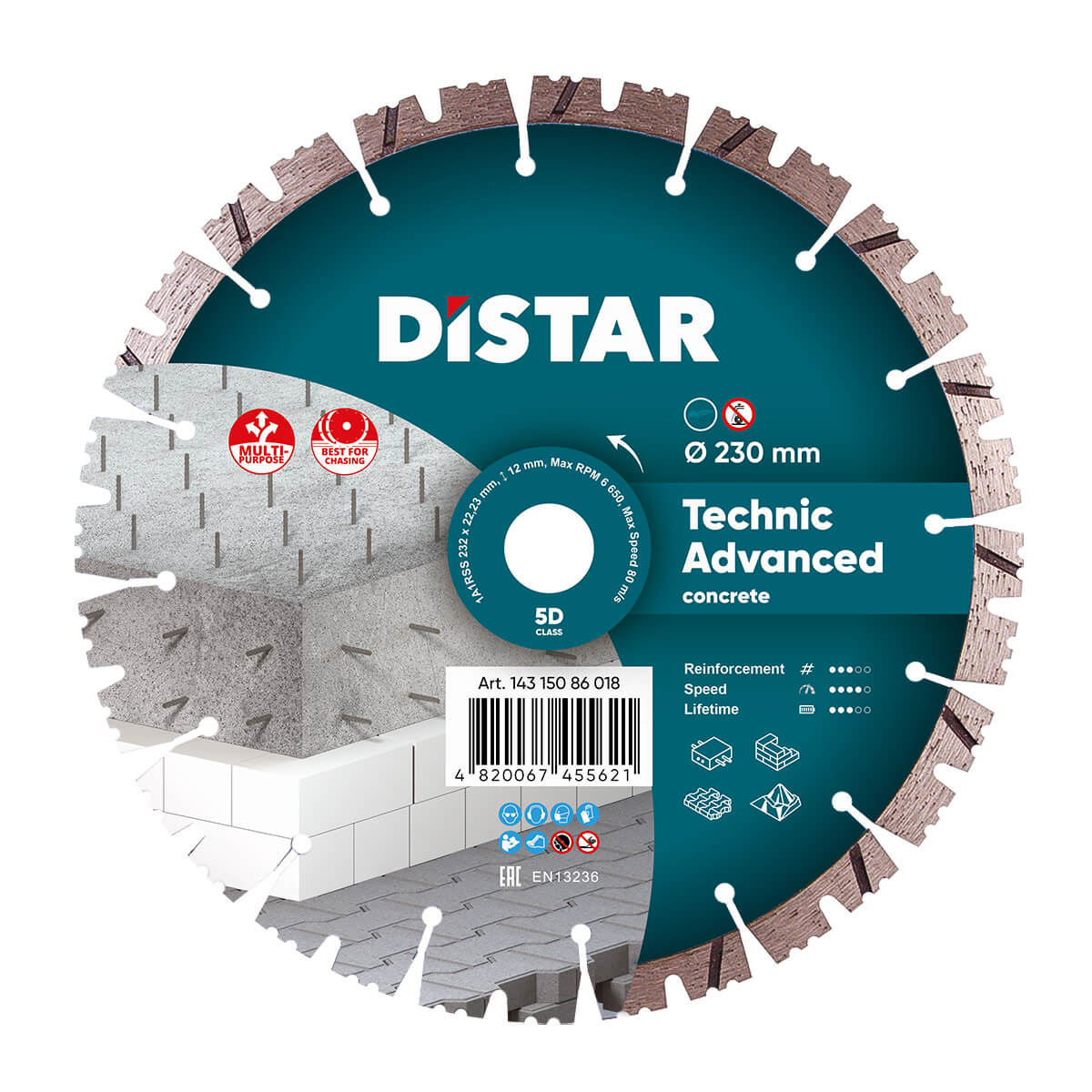Алмазный диск DISTAR 1A1RSS/C3-H 232×2,6/1,8×12×22,2-16 Technic advanced