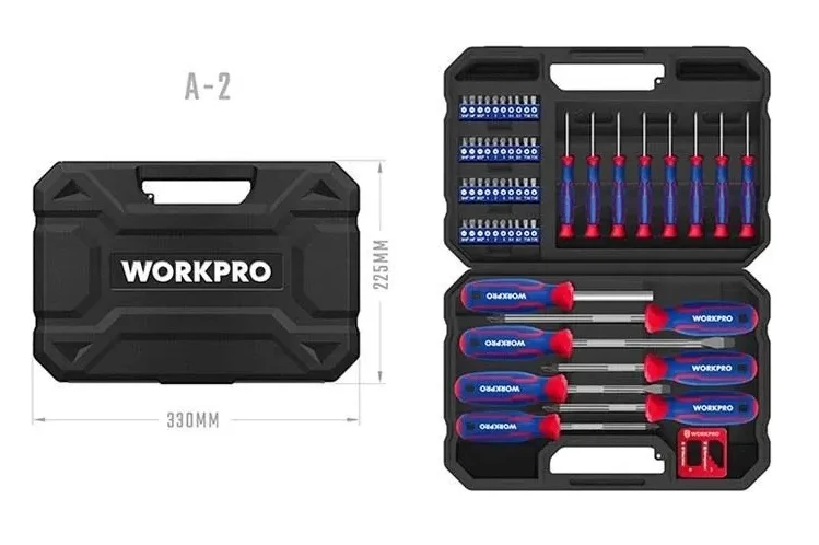НАБОР ОТВЕРТОК И БИТ WORKPRO 56ШТ, WP200518