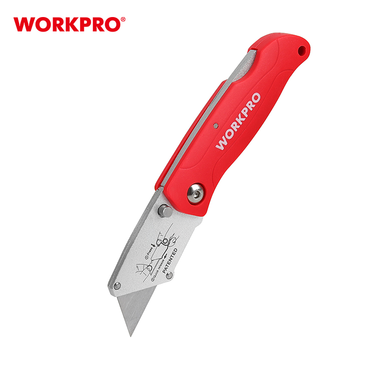 Нож складной пластиковый быстросменный WP211002 WORKPRO  трапец. лезвия