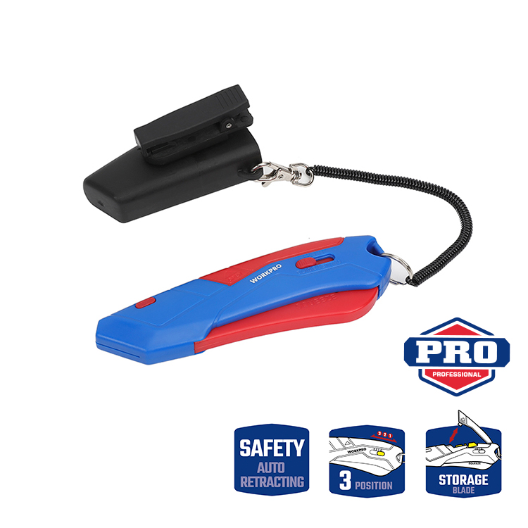 Безопасный нож в чехле WP213010 WORKPRO трапец. лезвия
