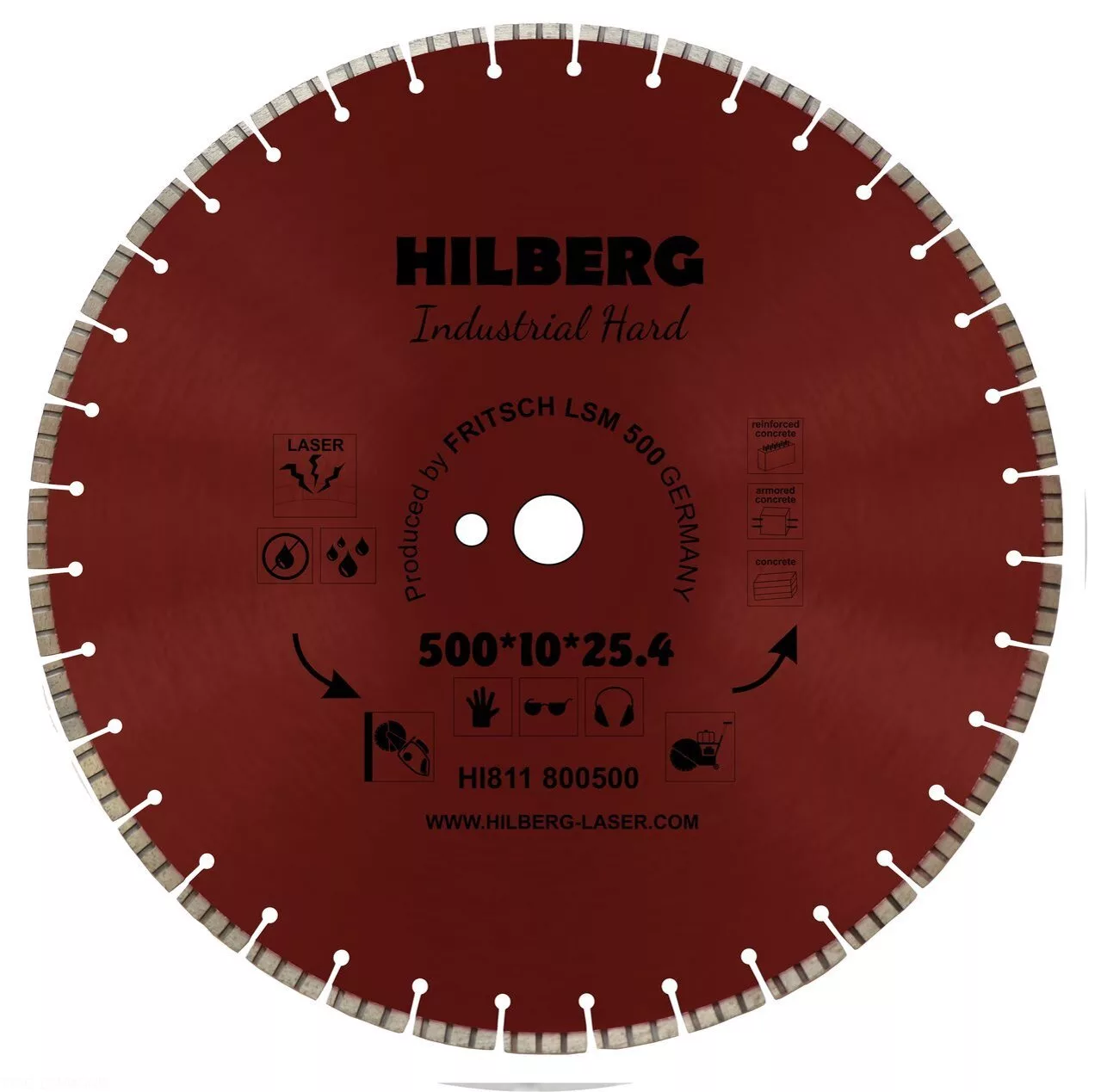 Диск алмазный отрезной Hilberg Industrial Hard Laser 500*10*25.4/12mm HI811