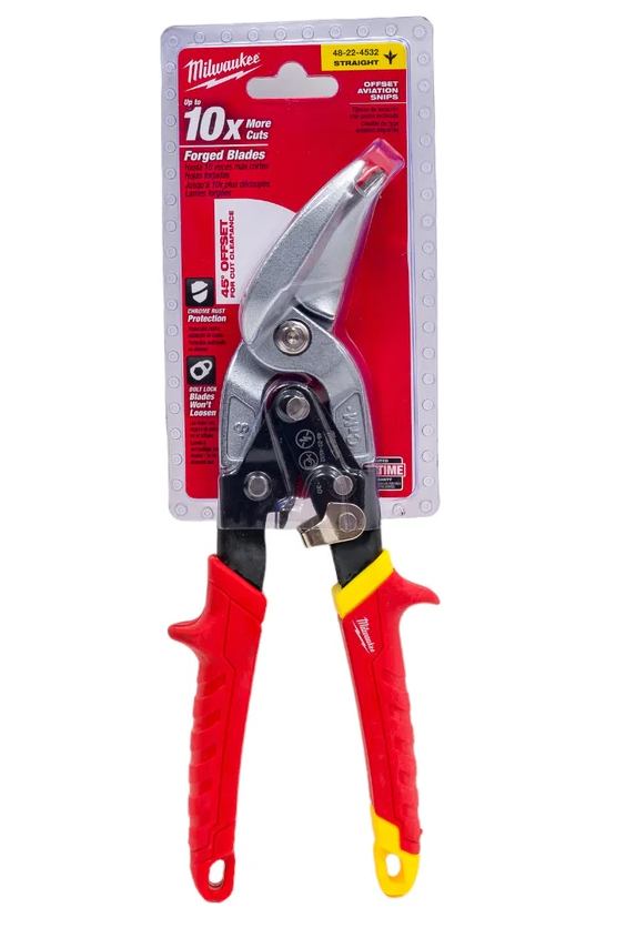 Ножницы по металлу Milwaukee Heavy Duty 45 градусов (рез прямой, желтый),