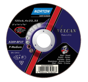 Зачист. круг A 30 S-BF27 150*6.4*22.23 Norton Vulcan (мет/нерж) 66252925525