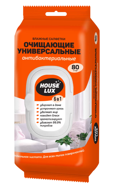 House Lux №80 влажные салфетки универсальные антибак 6 in 1 48261