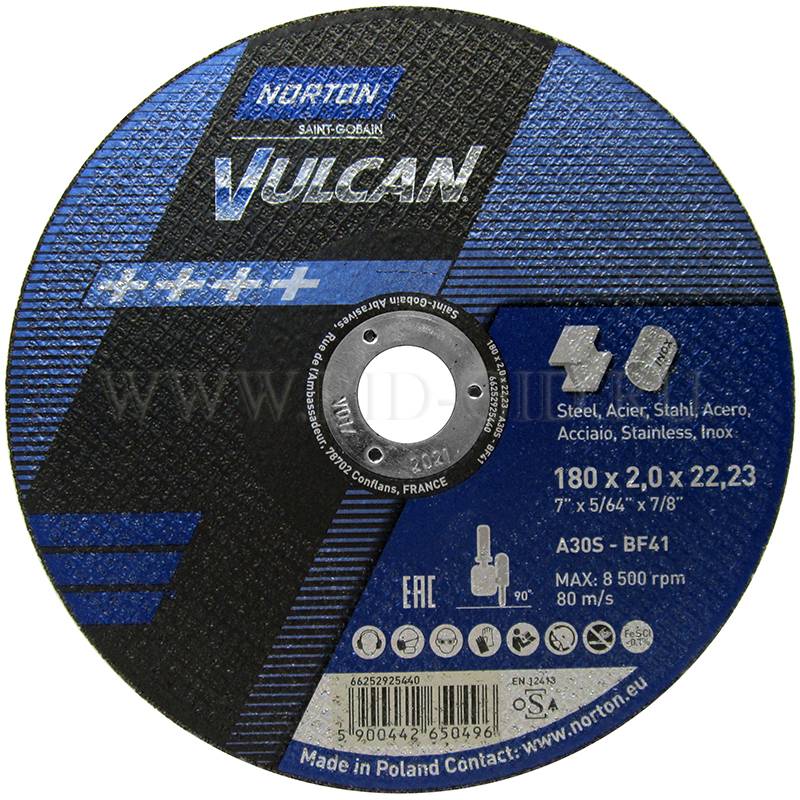 Отр. круг A 30 S-BF41 180*2.0*22.23 Norton Vulcan (металл-нерж) 66252925440