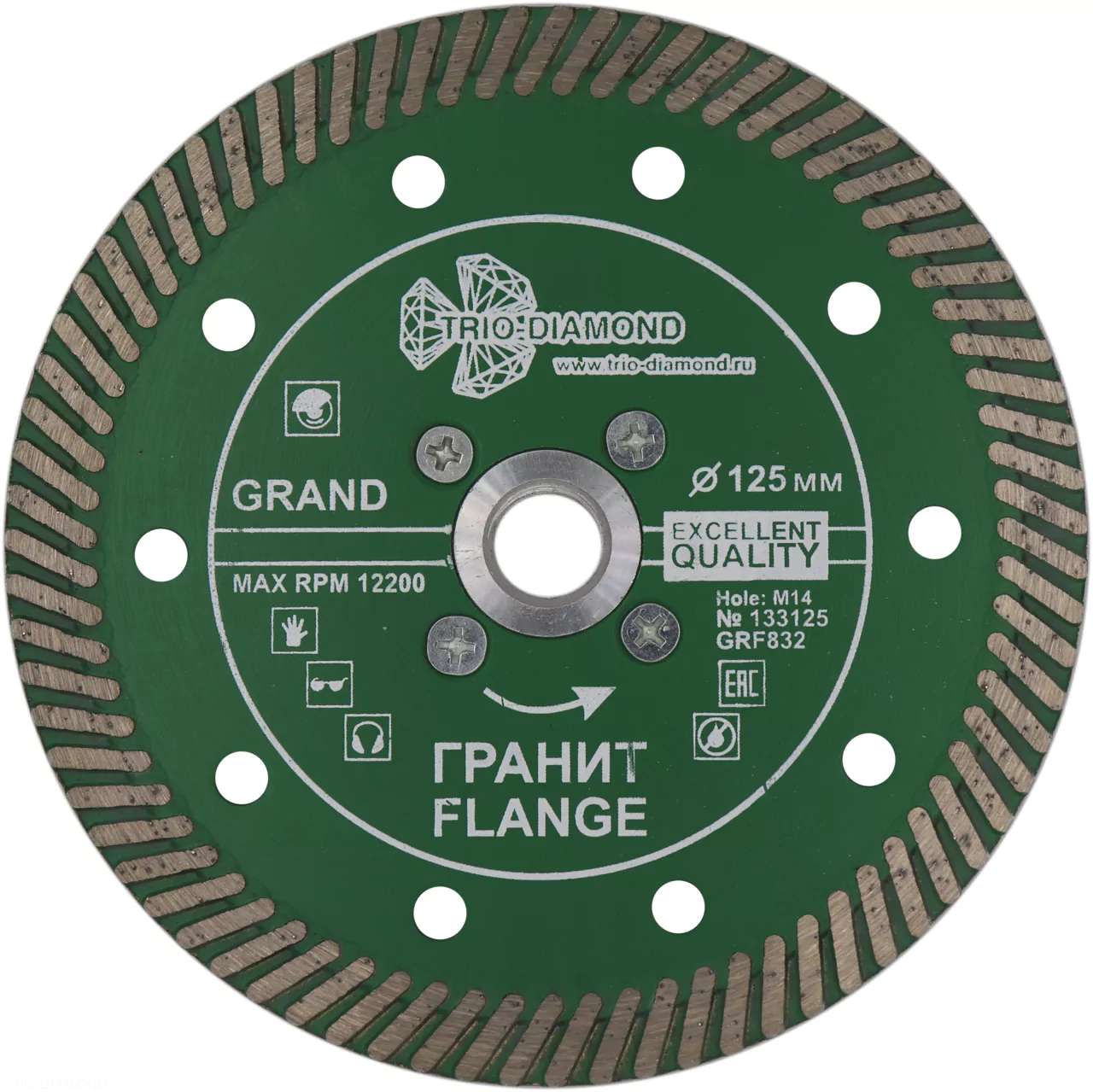 Диск алмазный отрезной Trio-Diamond Grand Ultra Turbo Granite Flange 125*10*M14mm GRF832