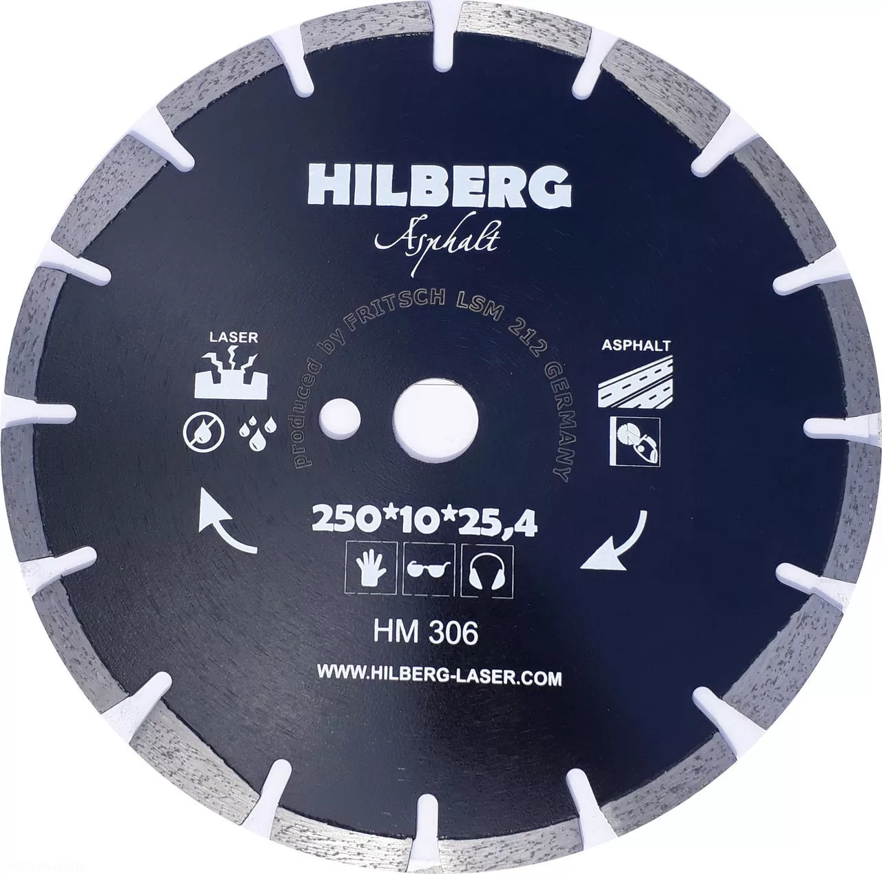 Диск алмазный отрезной Hilberg Asphalt Laser  250*10*25.4/12mm HM306